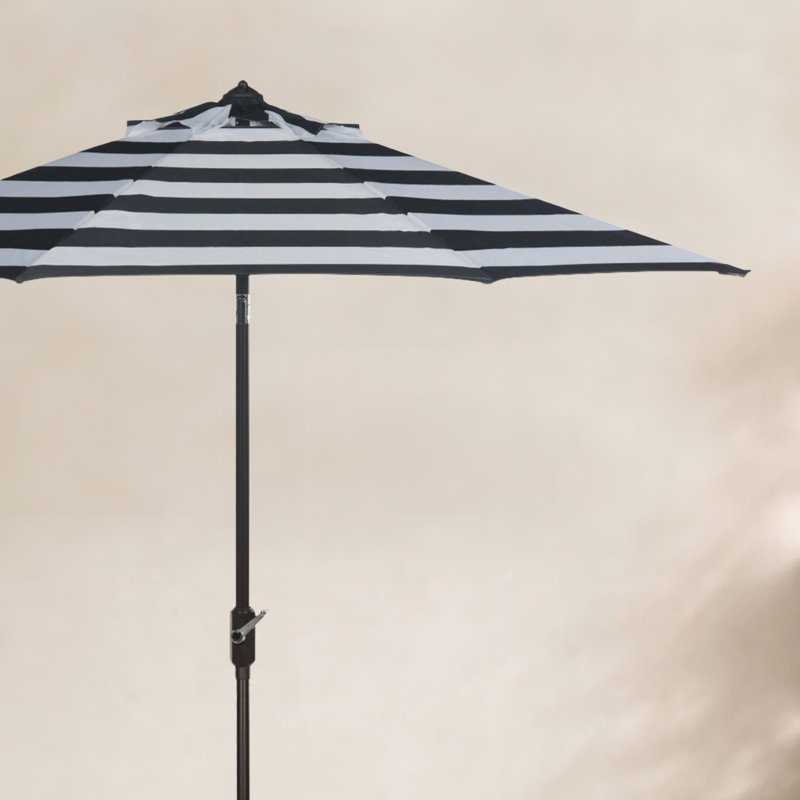 Parasol de marché Horsley, Noir / blanc, Brun