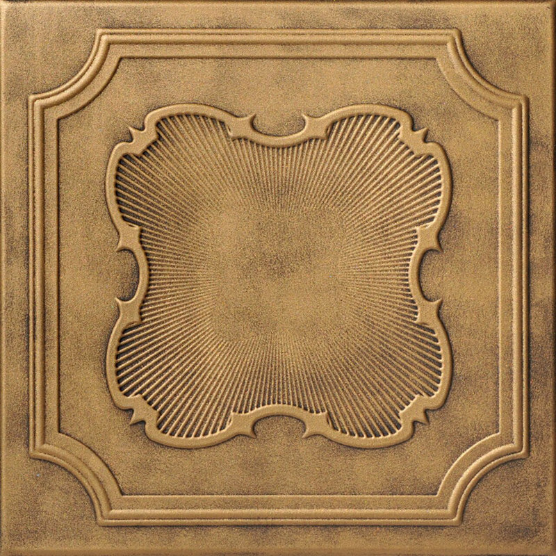 Carreau de plafond en polystyrène collé 1,6 pi x 1,6 pi Coronado, Laiton antique