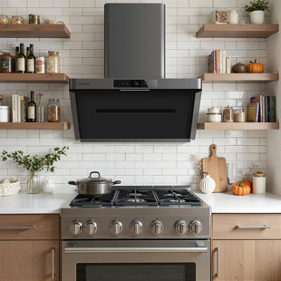 Arspura Range Hood Under Cabinet/wall Mount Kitchen Hood | Dual Dc-motor | Slant Vent Design | Hands Free On And Off | Touchscreen With 4 Speed Level | No Filter Design&wash Free Wall Vent-gray