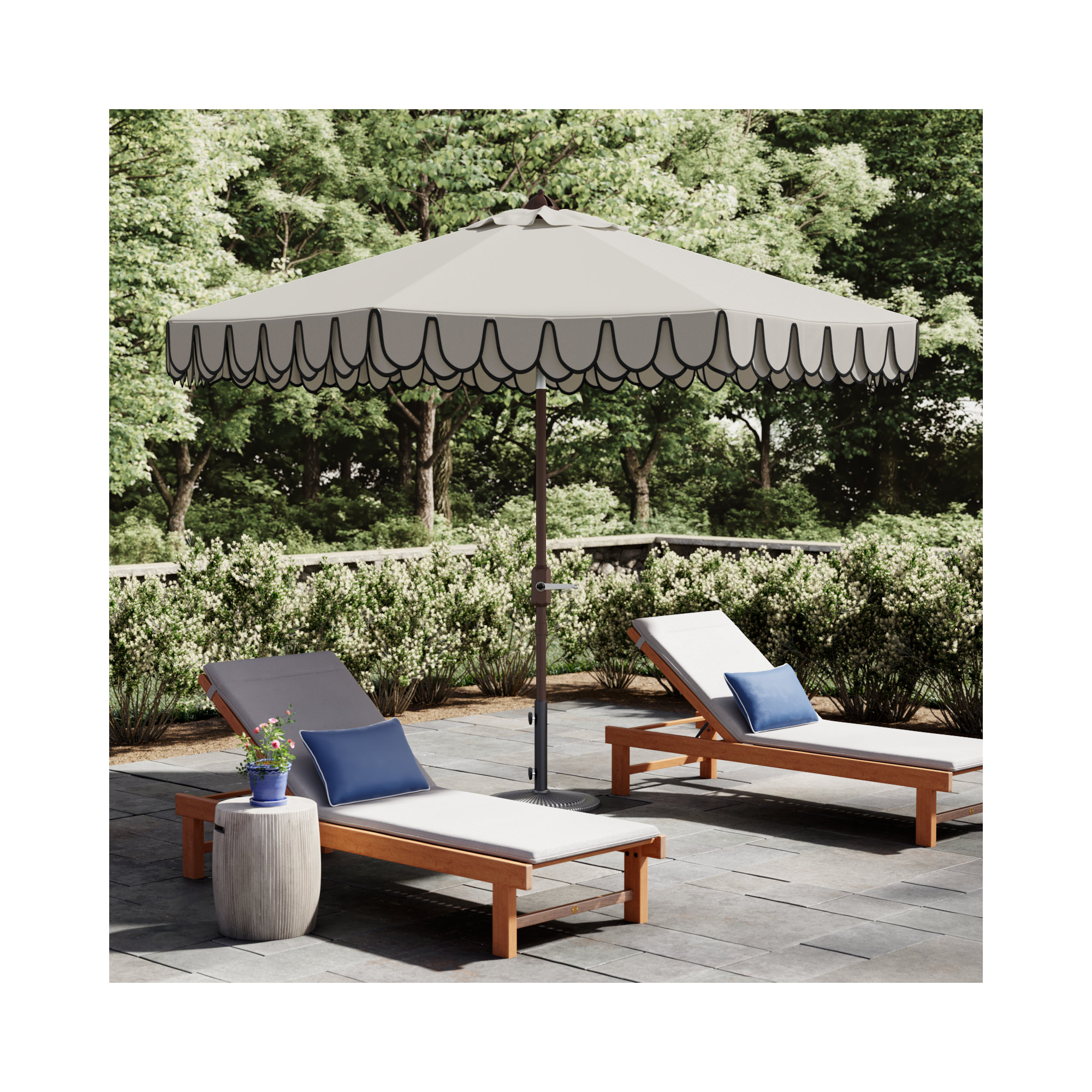 10' 10'' Beach Umbrella, Ivory/Black