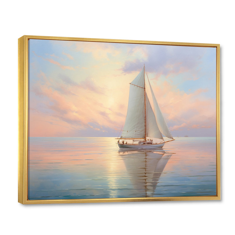 Sailboat Sailing Serenade II - Sailing Boat Wall Art Prints, H 34 po x l 44 po x P 1,5 po, Cadre flottant doré