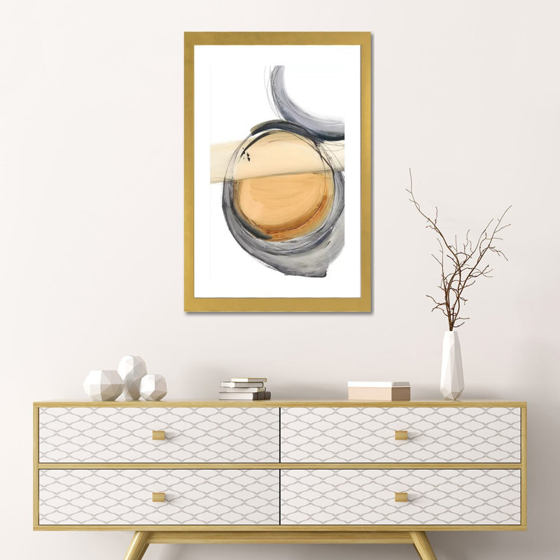 "Sienna & Slate III" par Ethan Harper, reproduction d’art, Papier encadré doré, H 24 po x l 16 po x P 1 po, Blanc
