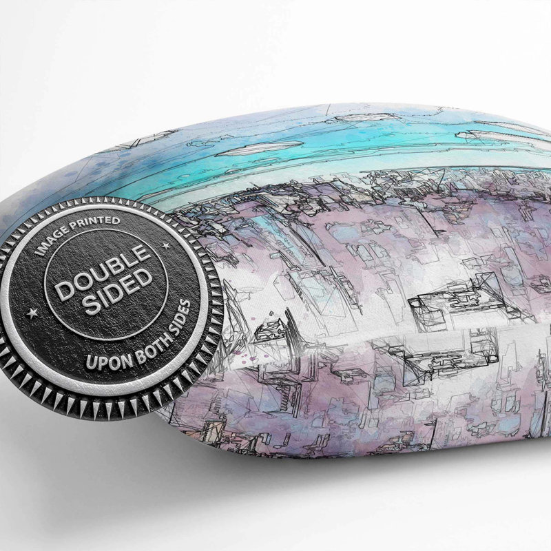 Sao Paulo Brazil Skyline in Abstract Cushion with Filling, 55cm H x 55cm W x 20cm D