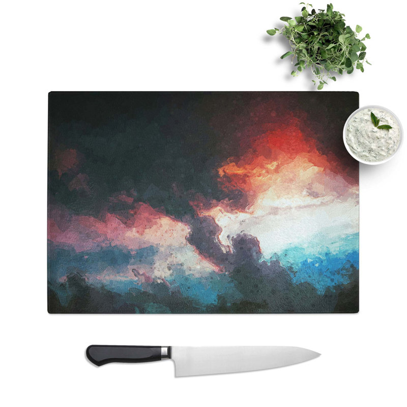 Tempered Glass Dancing Sky Chopping Board, 28.5 cm W x 20 cm L