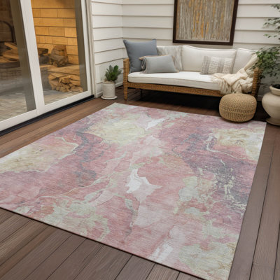 Tapis rose intérieur / extérieur lavable à la machine Xhevrie