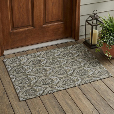Tapis intérieur antidérapant lavable et antidérapant 2 pi x 3 pi taupe et beige