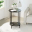 Table de bout avec plateau en verre et rangement-1989326389