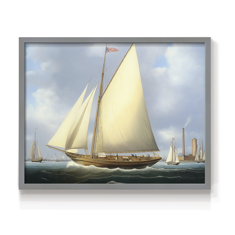 Nautical Series-CIII -Framed Print - Restickable, 8" H x 10" W, Gray