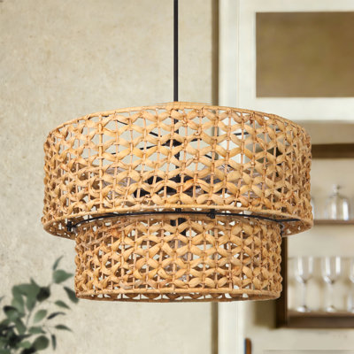 Coreon 6-Light Hand-Woven Rattan Drum Chandelier