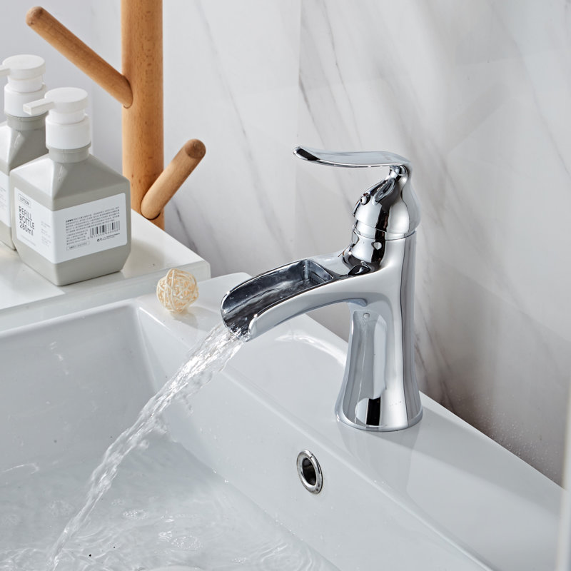 Single-Hole Single-handle Bathroom Faucet with Drain Assembly, Silver