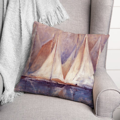 Sailboat Painting Indoor/Outdoor Throw Pillow