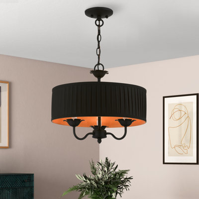 Lustre suspendu en laiton antique 3 lumières