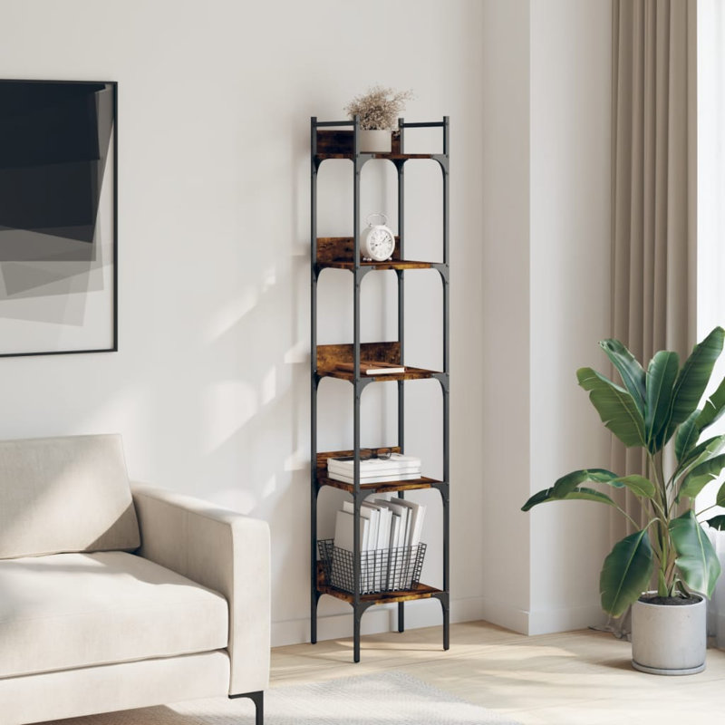 17 Stories Bookshelf 5-Tier Engineered Wood, 68.5in H x 13.8in W x 11.8in D, Sonoma Oak