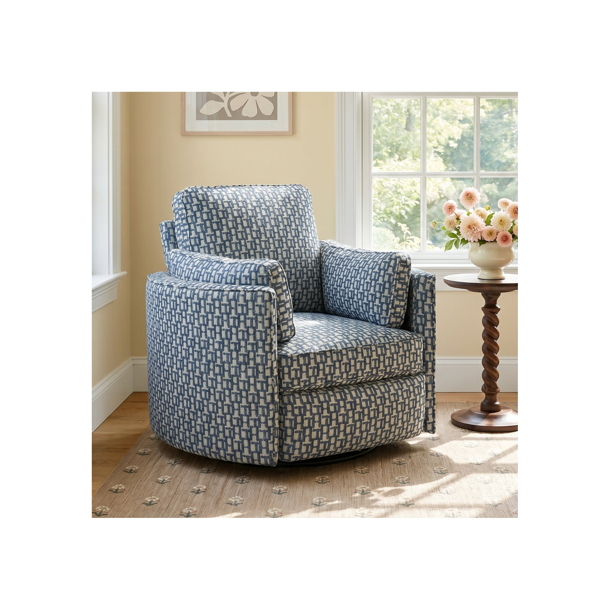 Vedika Swivel Recliner, Sinatra Chambray Performance, Manual