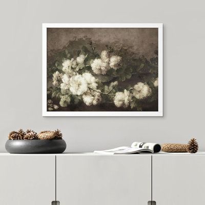 Nature morte, fleur blanche, art mural, paysage naturel, campagne rétro, reproduction d'art encadrée sur papier