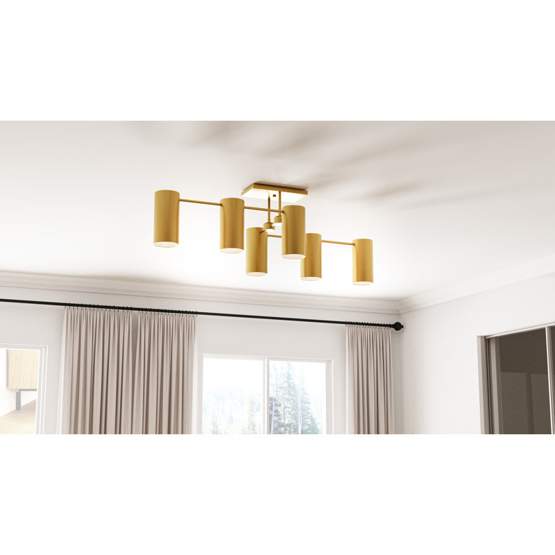 Foreland 6-Light Semi-Flush Mount, Brushed Gold