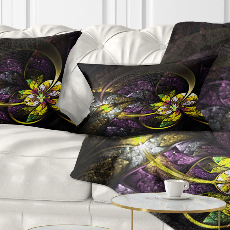 Coussin lombaire en fleur d’art beige numérique floral
