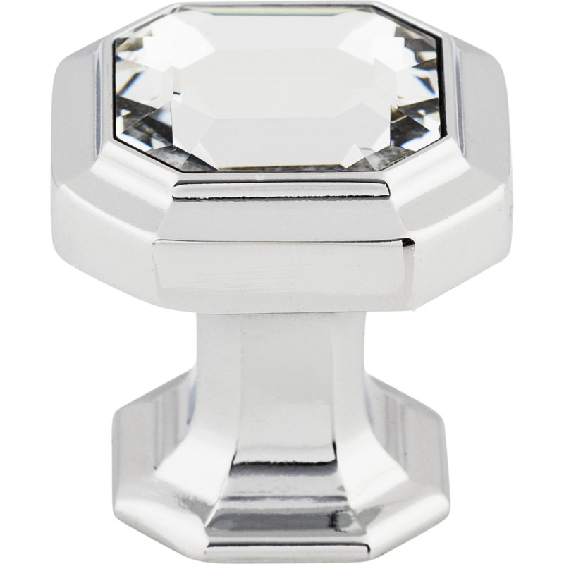 Crystal Emerald 1 1/8" Length Geometric Knob, Polished Chrome