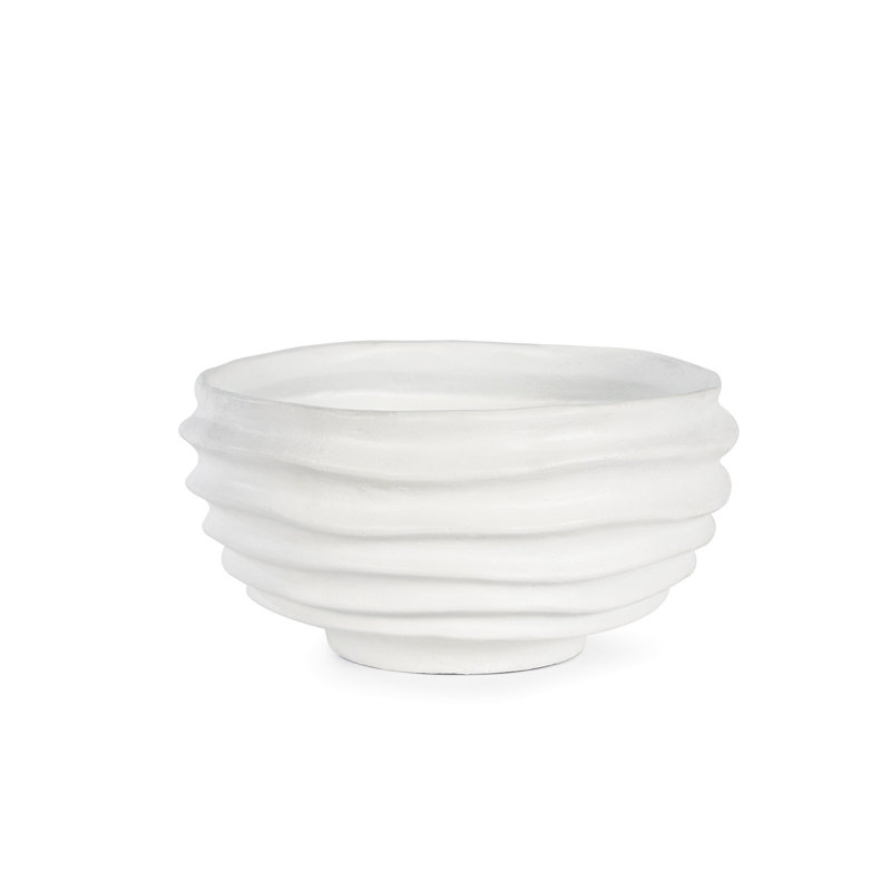 Handcrafted White Sculpted Metal Decorative Bowl