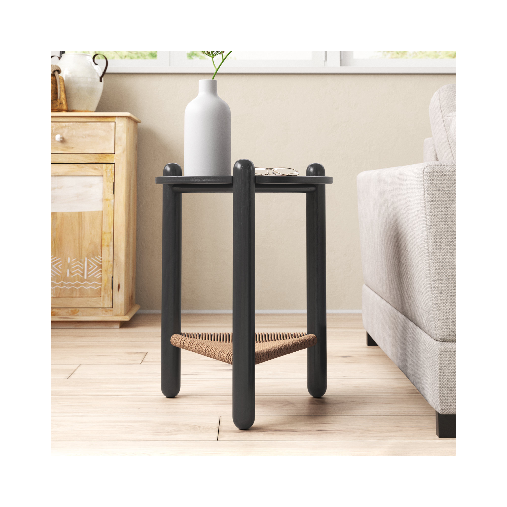 Trish End Table, Black, Black