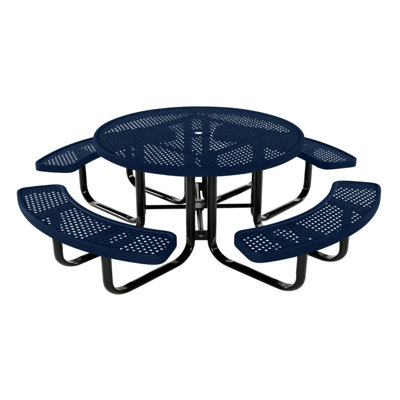 Table de pique-nique ronde de 117 cm, bleu foncé texturé, pour enfants