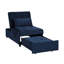 Banc de rangement moderne avec revêtement en velours bleu foncé - lit escamotable et base en bois massif pour une stabilité dans le compartiment caché