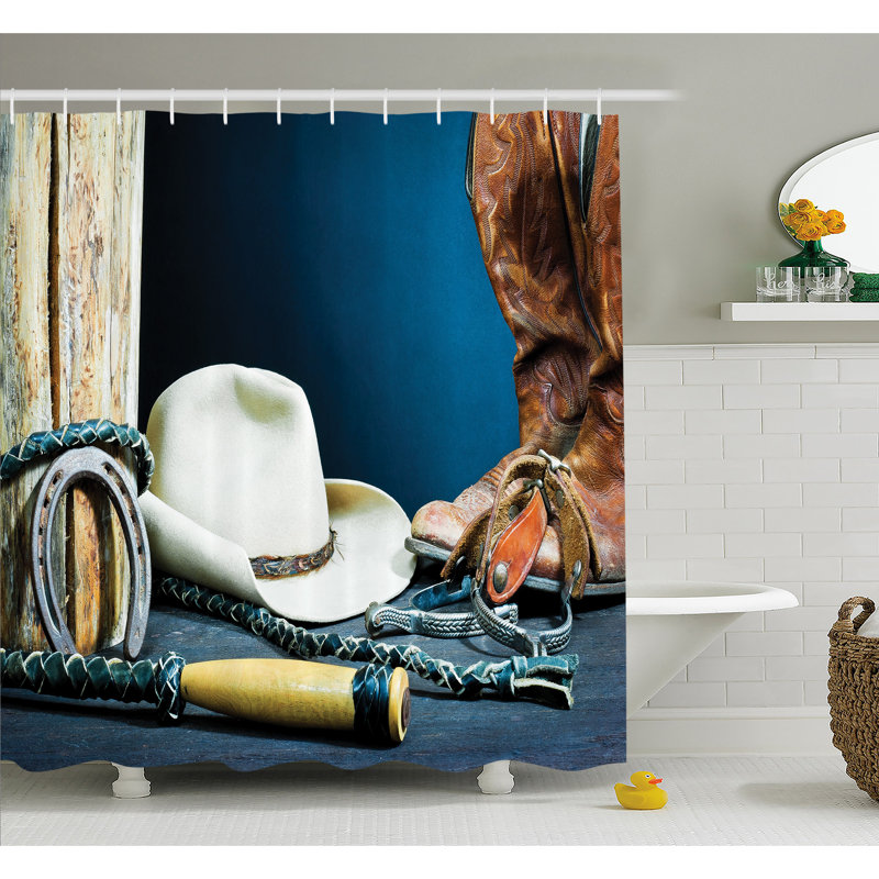 Western Shower Curtain with Hooks Included, 70" H x 69" W