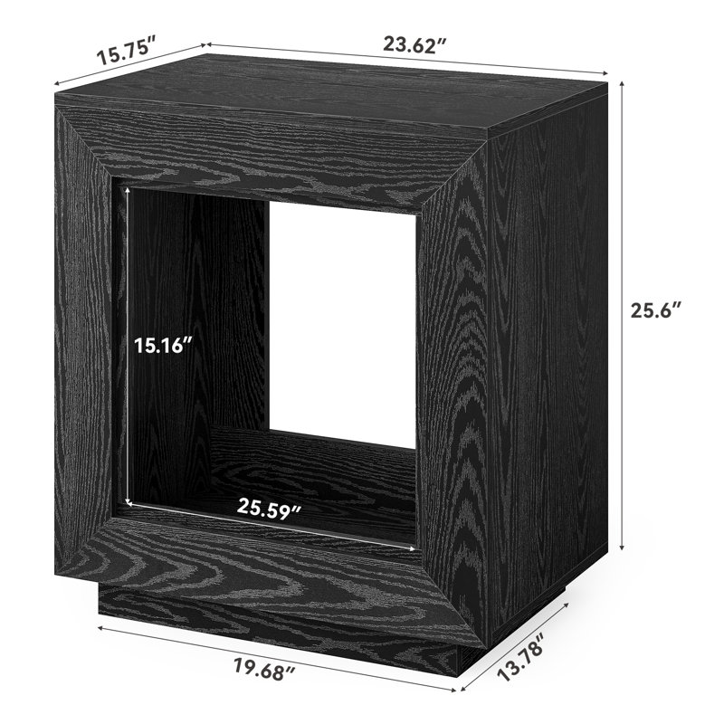 24" Farmhouse Square End Table, Black