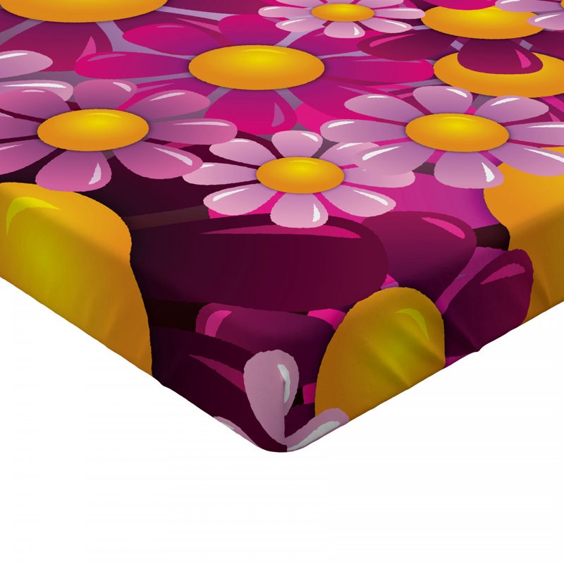 Microfiber Floral Fitted Sheet, Twin Fitted Sheet, Hot Pink Floral