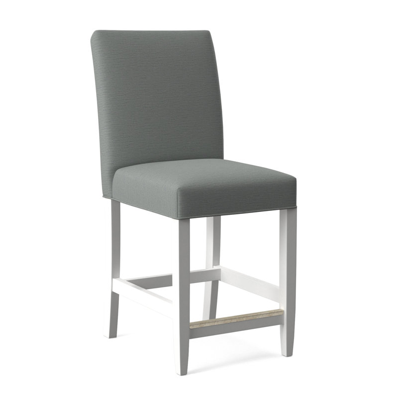 Manhattan Upholstered Stool with Solid Wood Frame, Frost White Finish, White Performance Fabric; 0851-94