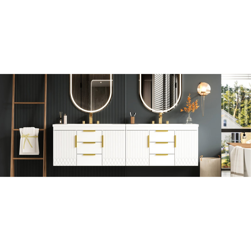 Meuble-lavabo mural 72 po Winooski, Blanc, 72"