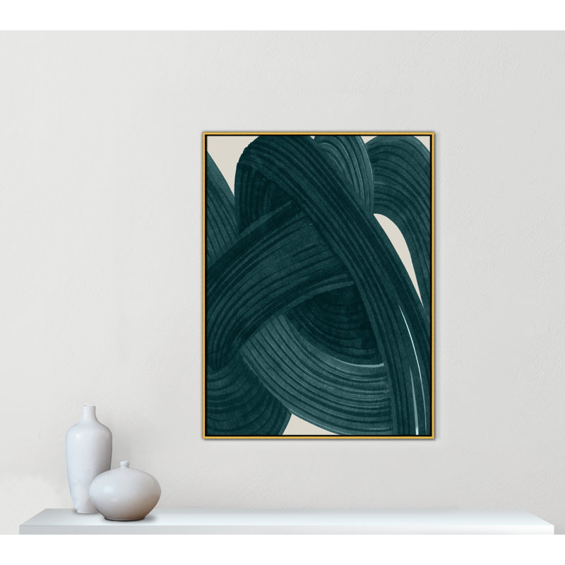 Enchevêtrement dans un imprimé bleu sarcelle par Casa Fine Arts, Toile avec cadre, L 37,5 po x H 49,5 po, Gold Floater