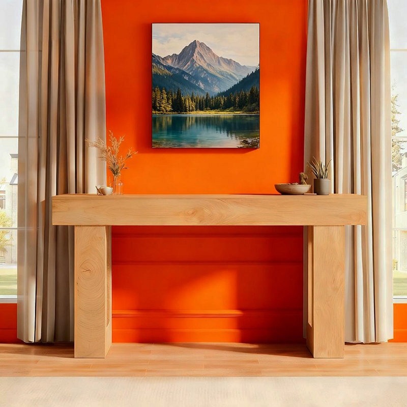 Wooden Console Table, Sofa Side Table, Living Room Table Rectangular Sofa Table Behind The Couch, Natural