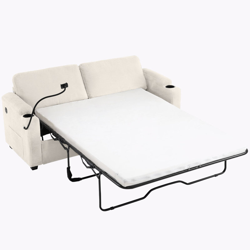 Canapé-lit 72,8 po avec matelas double, Beige 