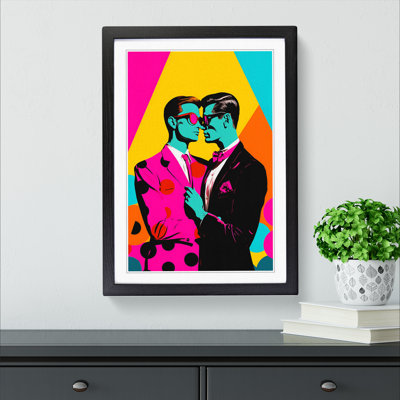 XYZ-FRM-V1223-6303 Two Men In Love Pop No.2 - Single Picture Frame Print on Wood