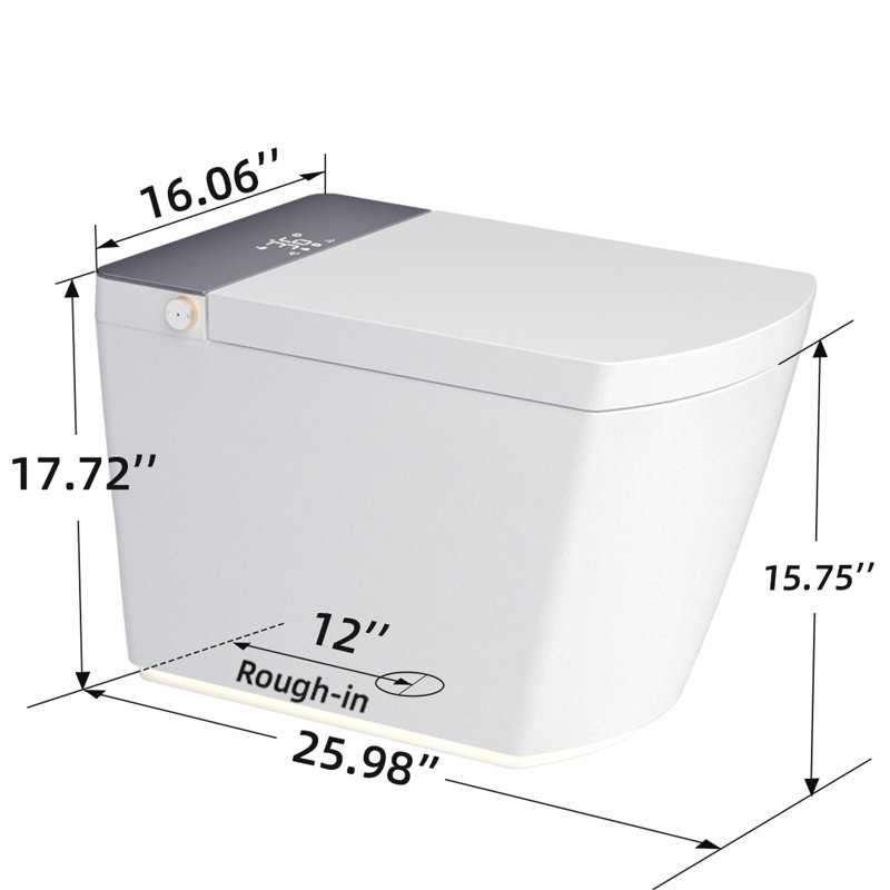 Integrated Smart Toilet With Auto Lid Function, Heated Seat, Warm Water Cleaning, Automatic Flushing, Remote And Foot Flush, Ambient Led , Digital Temperature Display, Triple Auxiliary Infrared