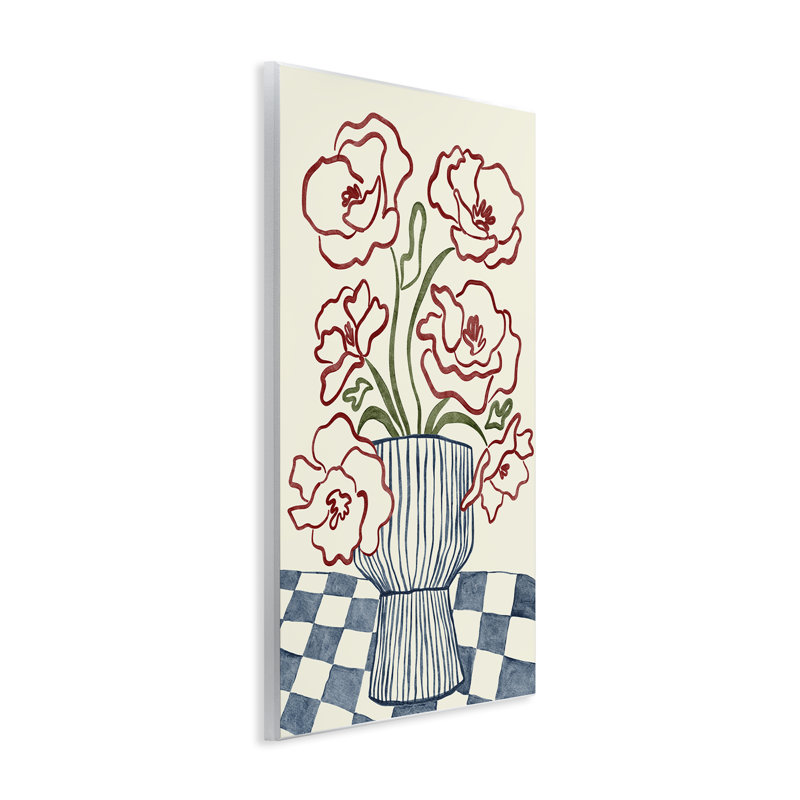 Vase à fleurs sur plaque murale à carreaux minimaliste, design par JJ Design House LLC, H 19 po x l 13 po