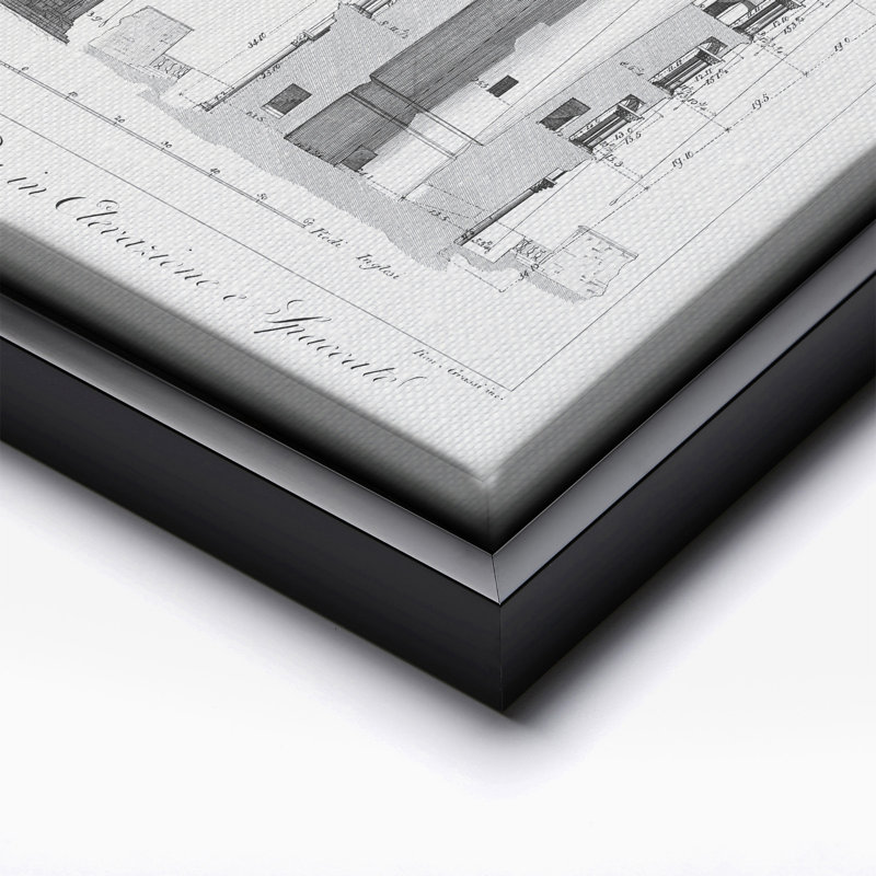 Plan de la tour penchée de Pise, Black Framed, Canvas, 08"H x 10"W