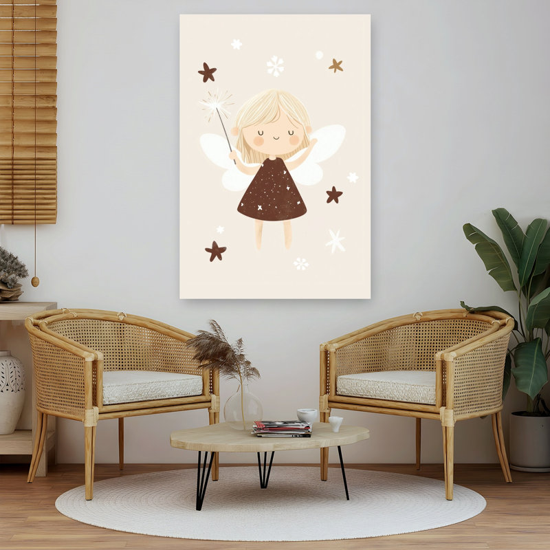 Mignonne fée magique, rêveuse, fantaisiste, paysage d'hiver abstrait, impression d'art mural, H 60 po x l 40 po