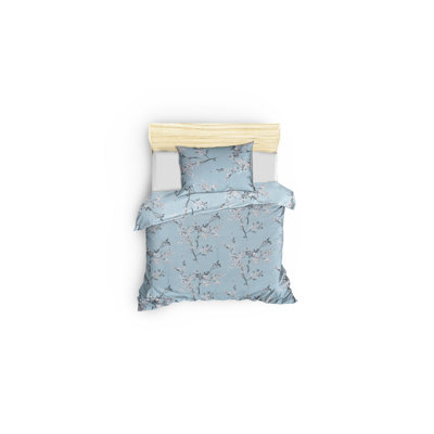 Luxurious XXL Quilt Cover Set, 100% Cotton Ranforce, Blue & White, Duvet Cover 61 x 87, Pillowcase 31.5 x 31.5 | Machine Washable, 145 Thread Count, Button Closure for Duvet, Envelope Closure for Pillowcase