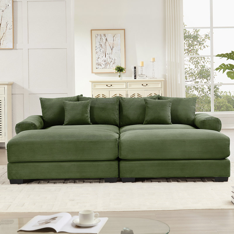 Canapé modulaire surdimensionné 82,6 po Cloud, Velours côtelé vert