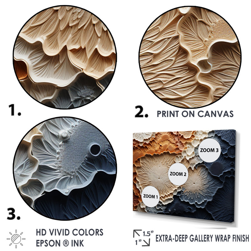 «Beige and Blue Minimalisme Stone Geode», ensemble d'art mural sur toile en géode de pierre, H 28 po x l 36 po x P 1 po