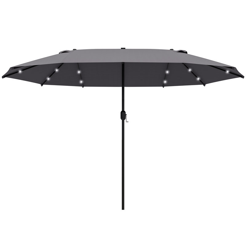 Briyonna 440cm X 256cm Rectangular Lighted Market Parasol, Grey