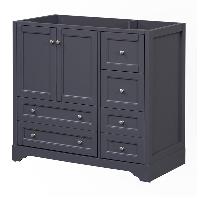 Meuble-lavabo autoportant avec 4 tiroirs de rangement, Gris