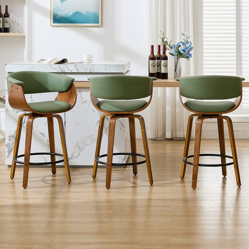 Tabourets de comptoir pivotants modernes de 26 po, îlot de cuisine en bois avec repose-pieds, Black