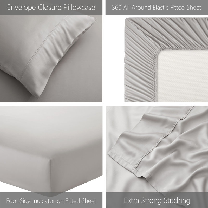 California King Gray Organic Cotton Bamboo Sheet Set