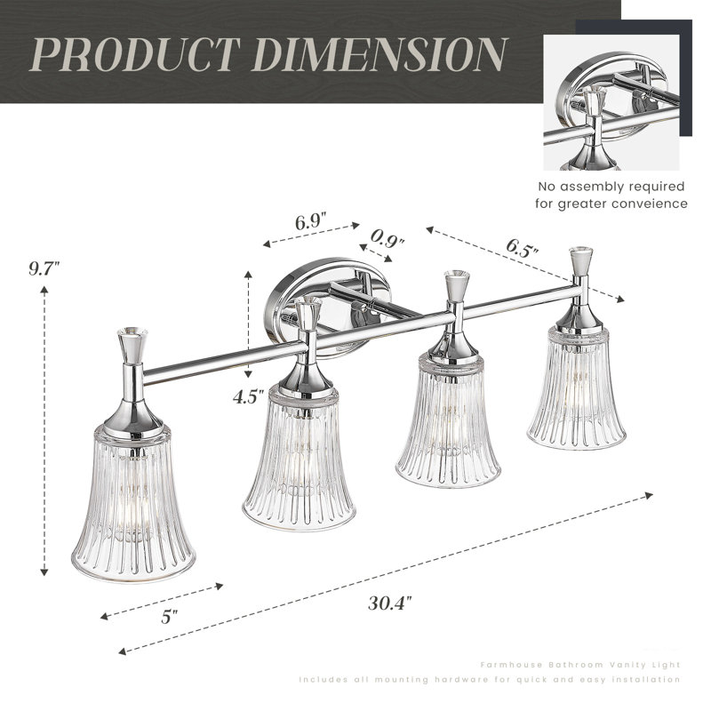 Benbrook 4 - Light Dimmable Vanity Light, Chrome