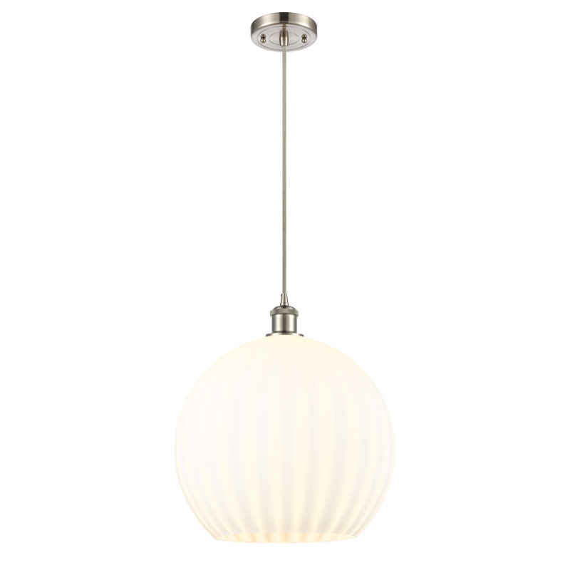 Luminaire suspendu 1 lumière Ballston Venetian Cord-516-G1217, H 16,63 po x l 13,75 po x P 13,75 po, Nickel satiné brossé