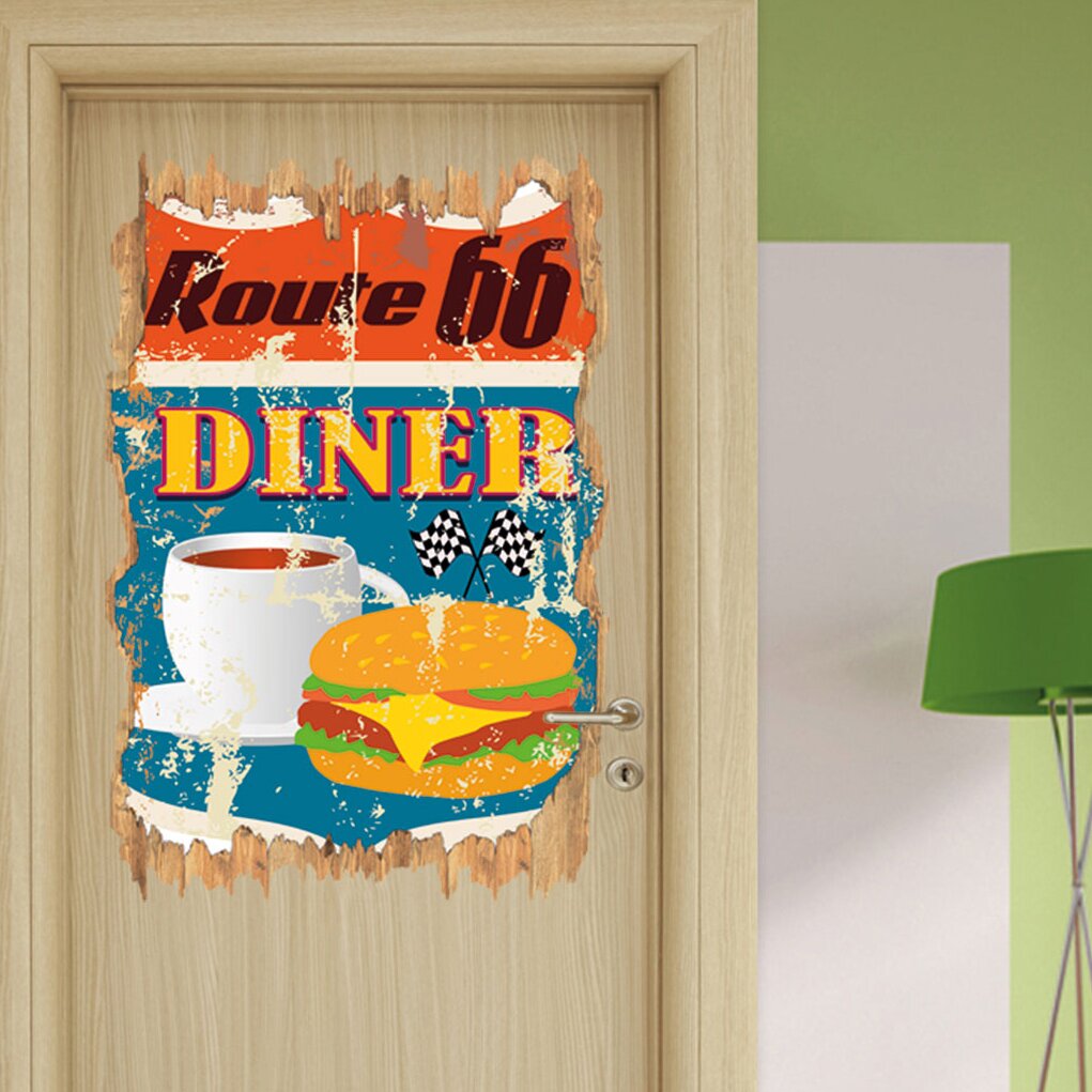 Wandtattoo Altes Route-66-Schild Diner