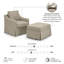Fauteuil d'appoint pivotant et repose-pieds de rangement avec housses-934162771